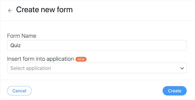 Creazione di un nuovo quiz utilizzando Formidable Forms