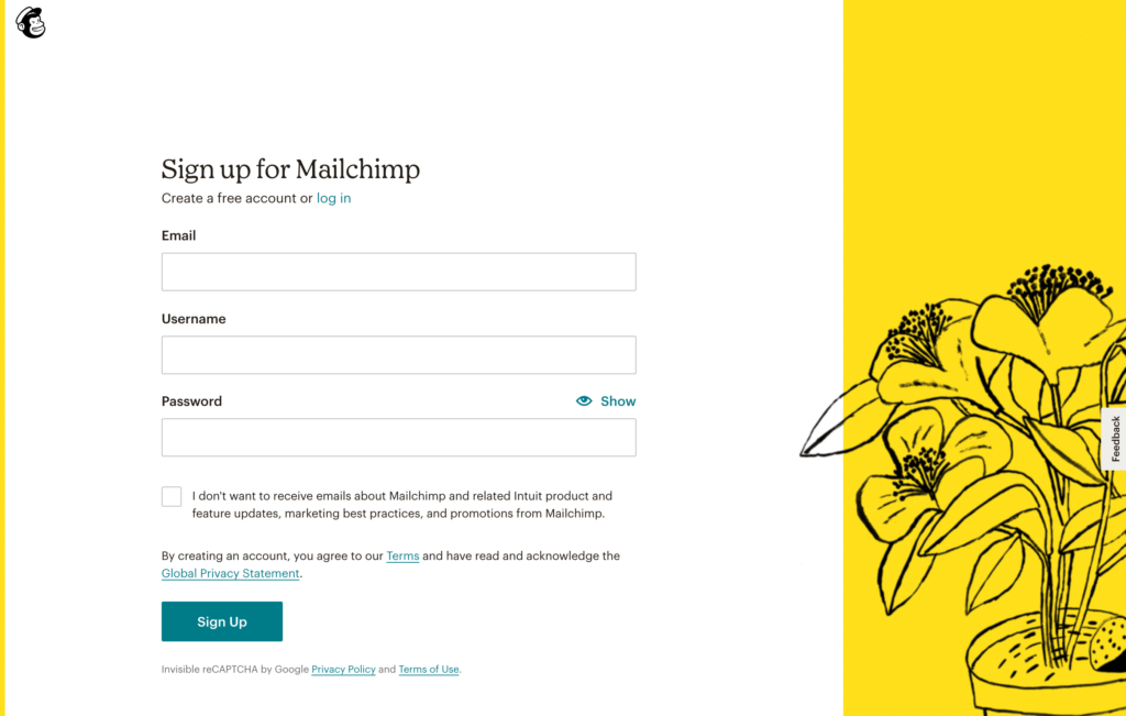 Mailchimp kaydı