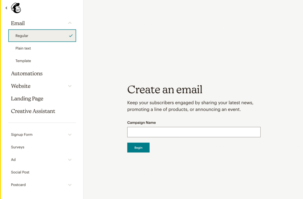 Crea email Mailchimp