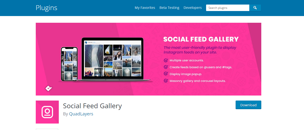 Galleria dei feed social - Plugin per feed Instagram di WordPress