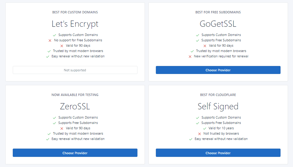 SSL gratuito Infinity