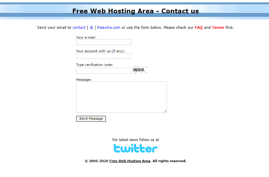 FreeWebHostingArea のサポート