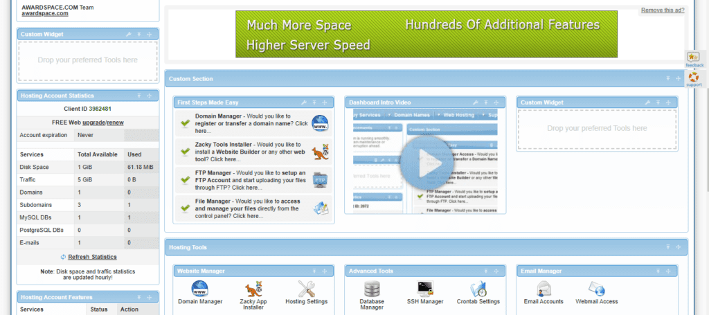 AwardSpace-Schnittstelle