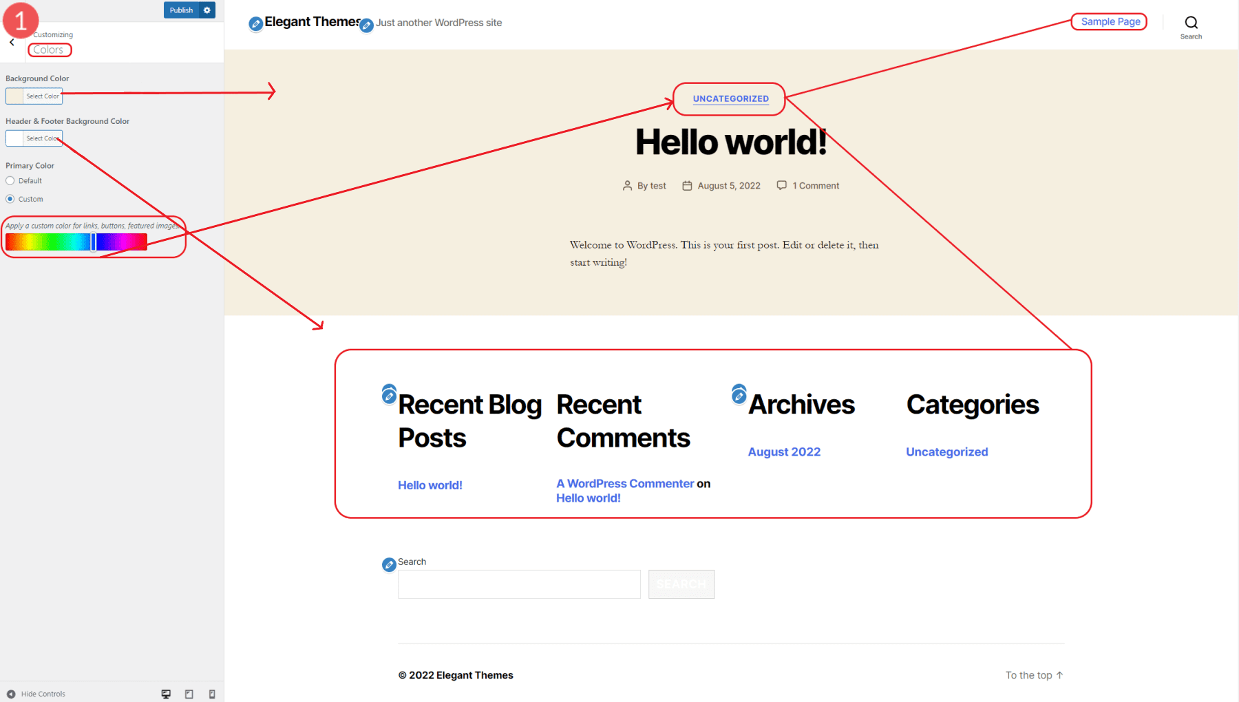 WP Customize - 编辑 WordPress 页脚步骤 7