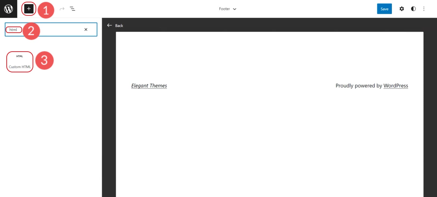 Tambahkan Pola Footer Blok WordPress - 4-6