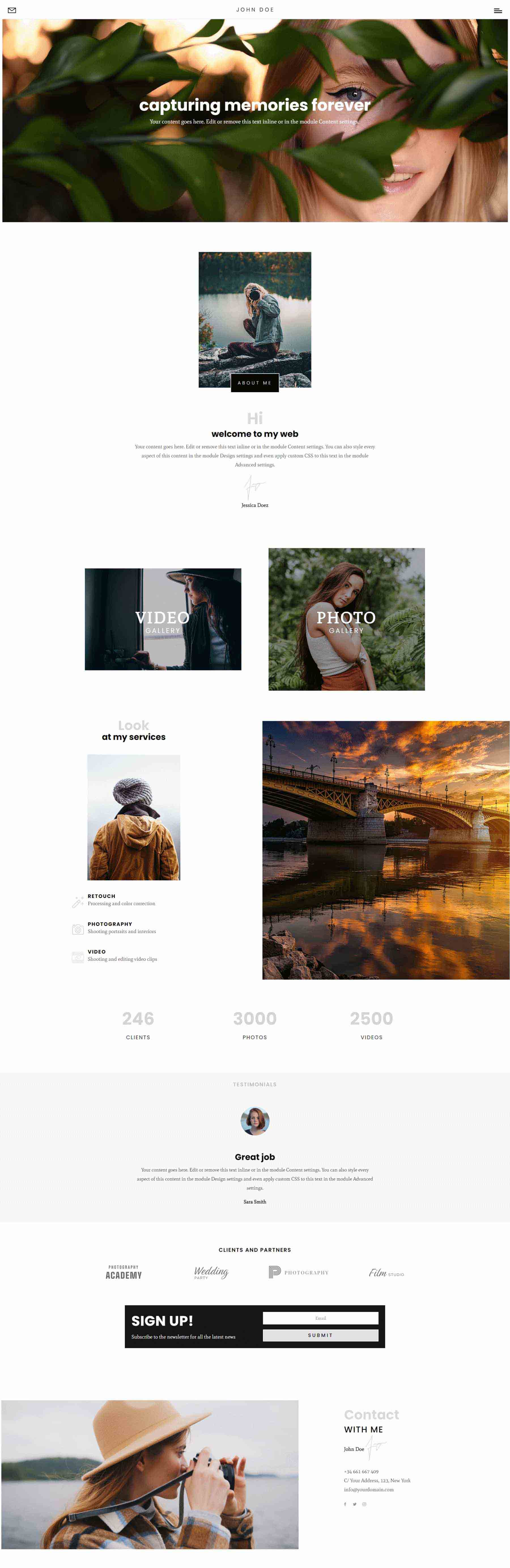 Divi Photography Portfolio- หน้าแรก