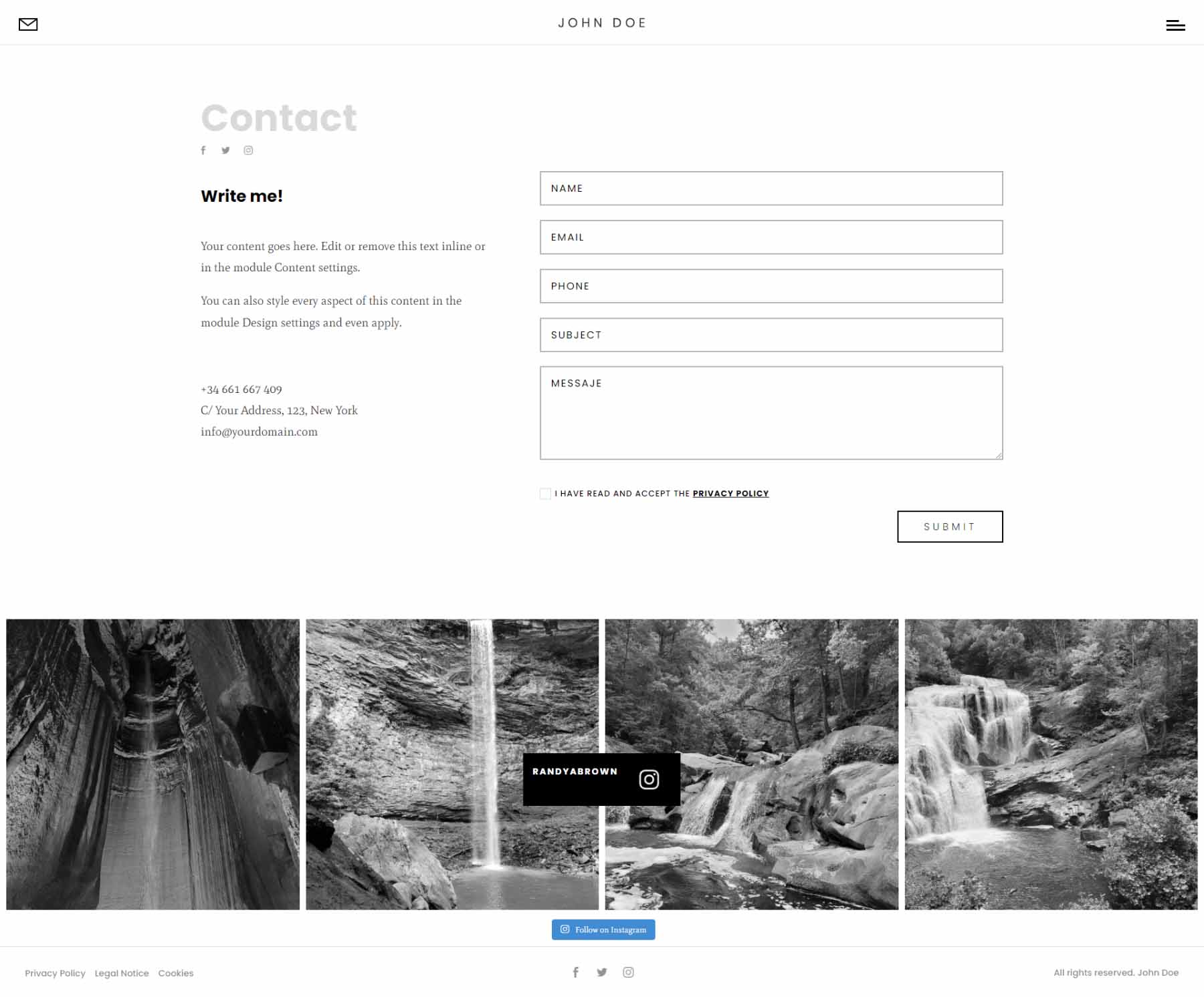 Divi Photography Portfolio- Pagine di contatto