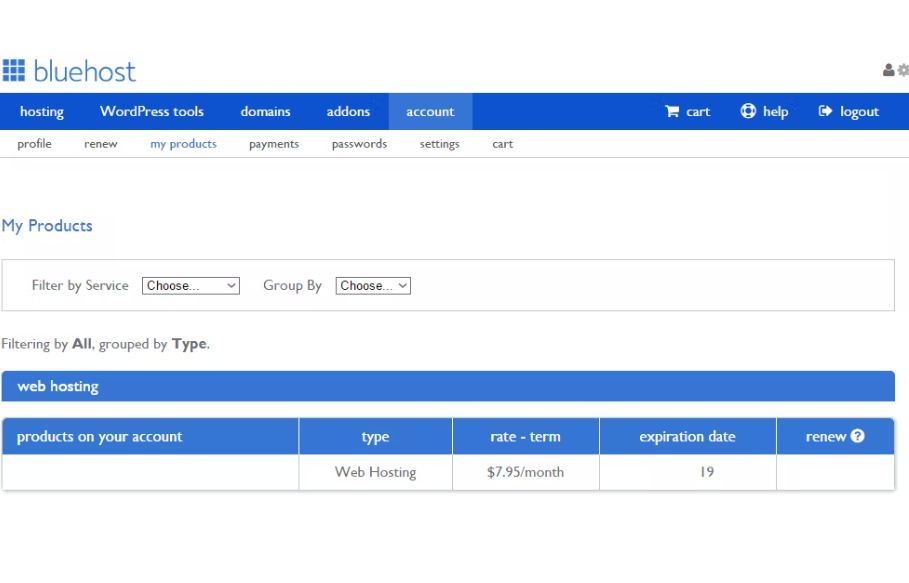 painel bluehost