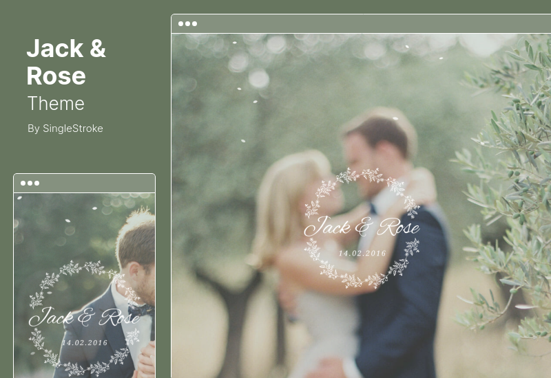 Tema Jack & Rose - Um tema WordPress de casamento lunático