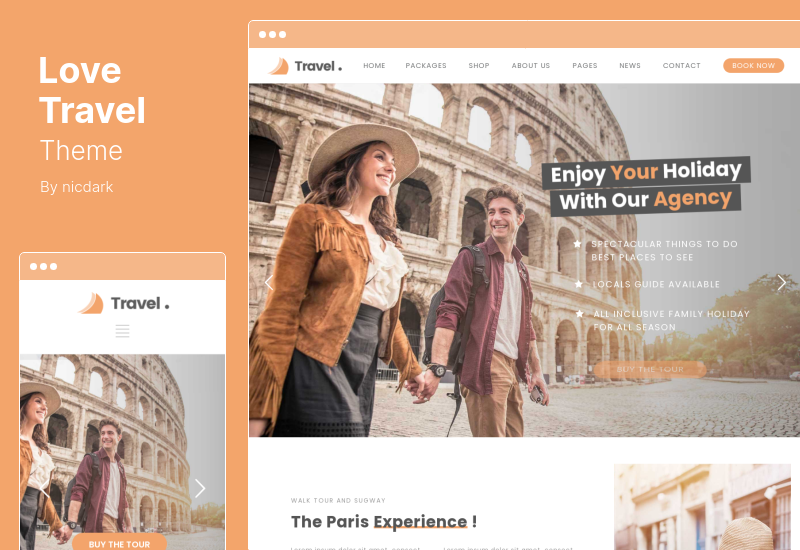 사랑 여행 테마 - Creative Travel Agency WordPress Theme