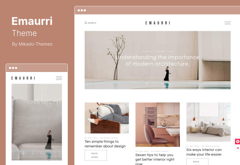 Emourri Theme - สถาปัตยกรรมและการออกแบบภายใน WordPress Theme