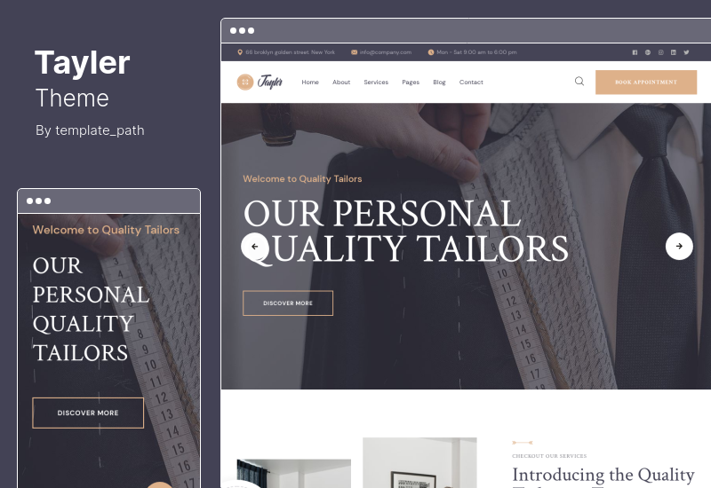 Tayler Theme - ธีม WordPress ช่างตัดเสื้อและเสื้อผ้า