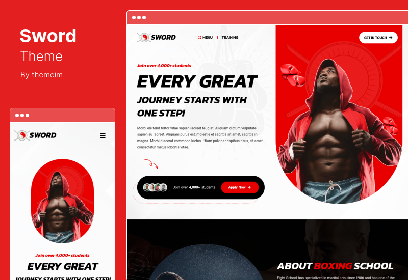 Sword Theme - Tema de WordPress para boxeo de artes marciales