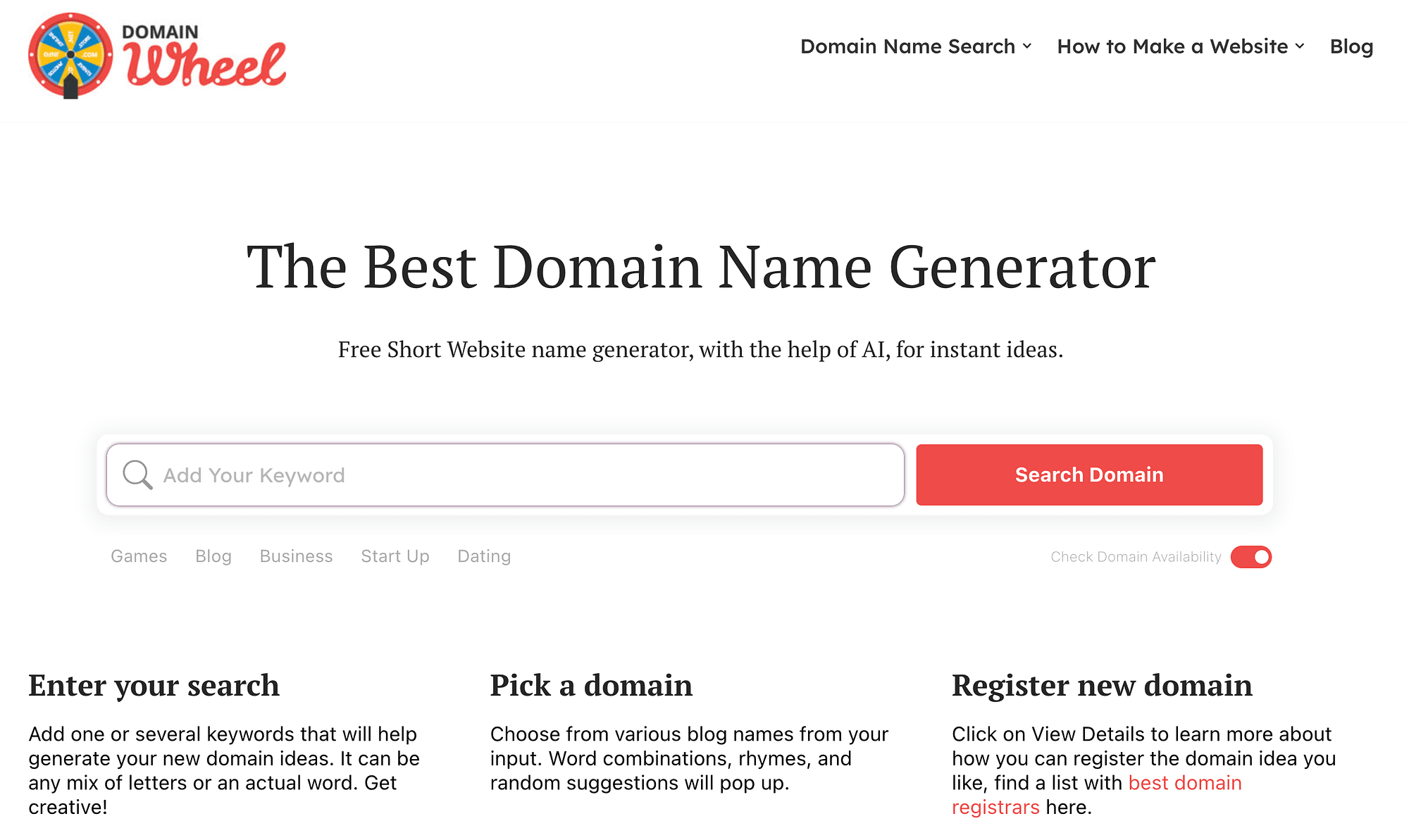 Генератор доменных имен Domain Wheel