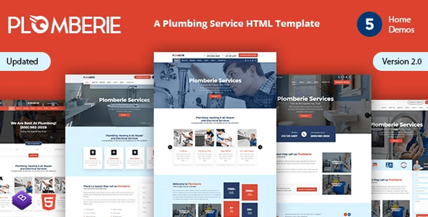 Plomerie adalah templat situs web pemipaan HTML5 yang sepenuhnya responsif