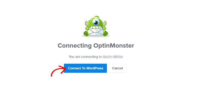 Cliquez sur le bouton se connecter à WordPress