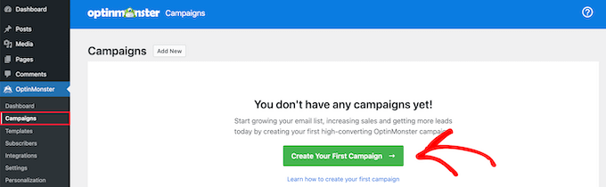 Создайте первую кампанию OptinMonster