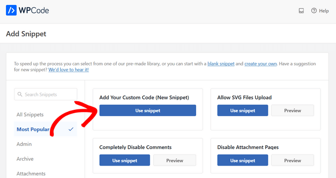 Adicionar código personalizado no WPCode