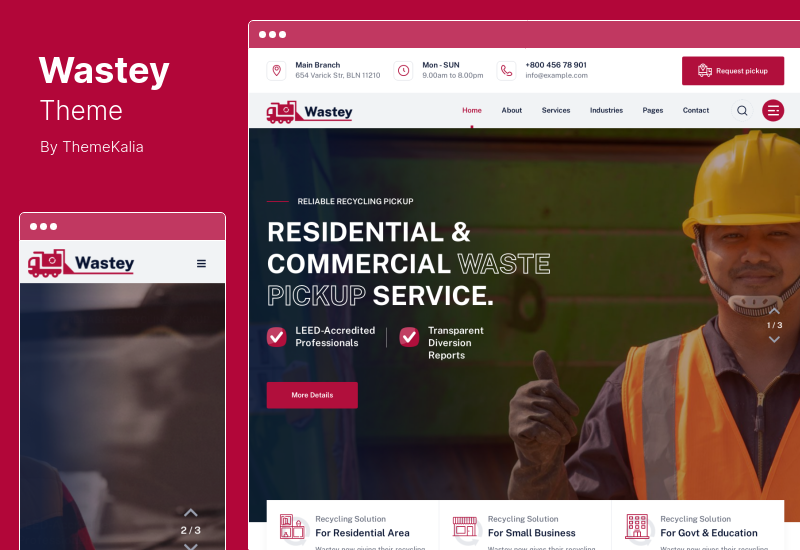 Wastey Theme - 廃棄物の集荷と処分サービスの WordPress テーマ