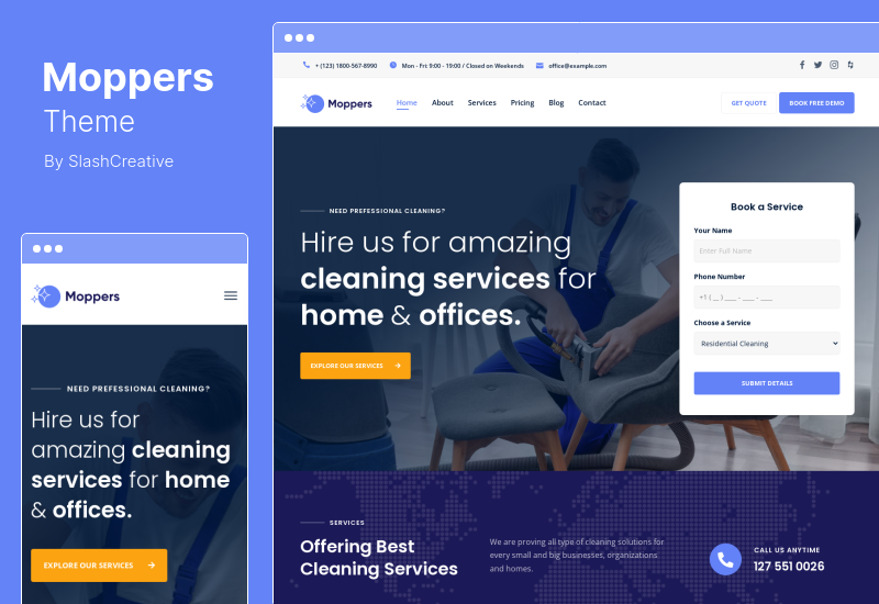 Moppers Theme - WordPress тема для клининговых компаний и услуг