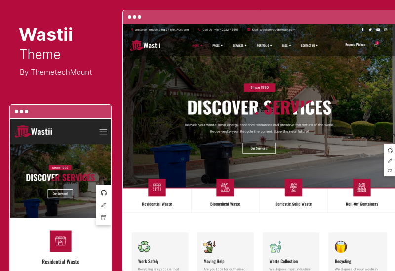 Wastii Theme - บริการจัดการขยะ WordPress Theme