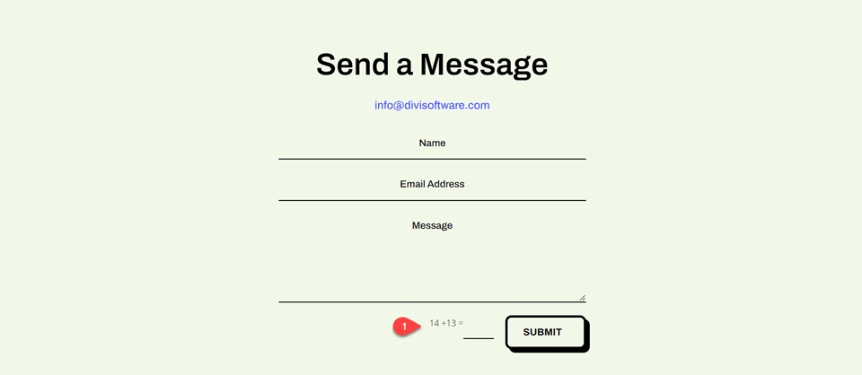 Divi Basic Captcha Formularz kontaktowy