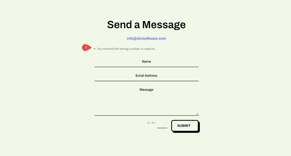 Erro no formulário de contato do Divi Basic Captcha
