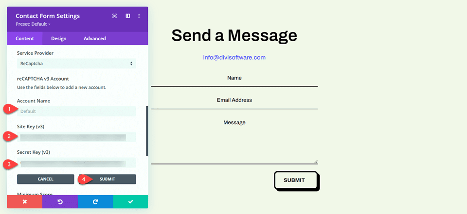 Divi ReCaptcha İletişim Formu Ayarları