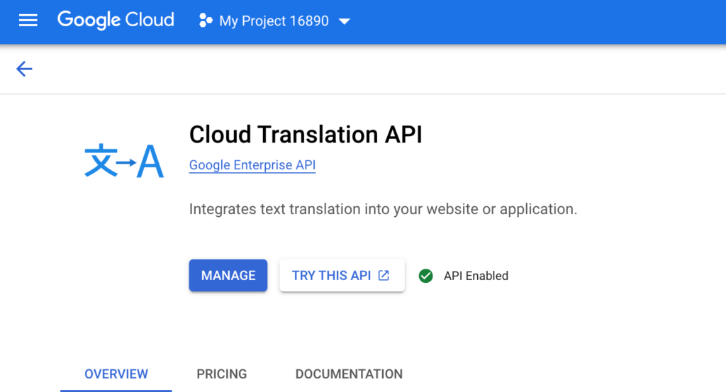 API Cloud Translation