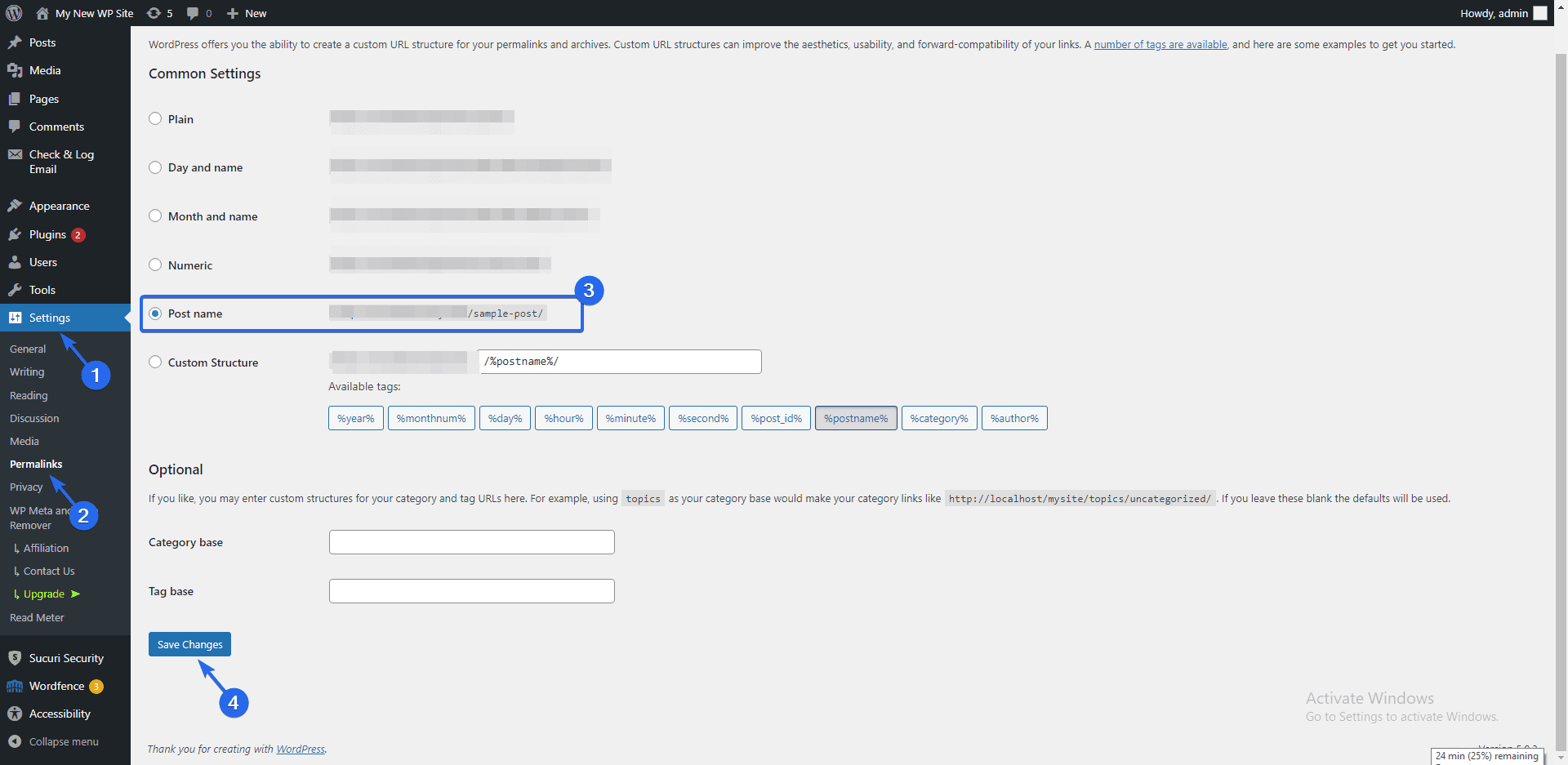 パーマリンク構造を更新する