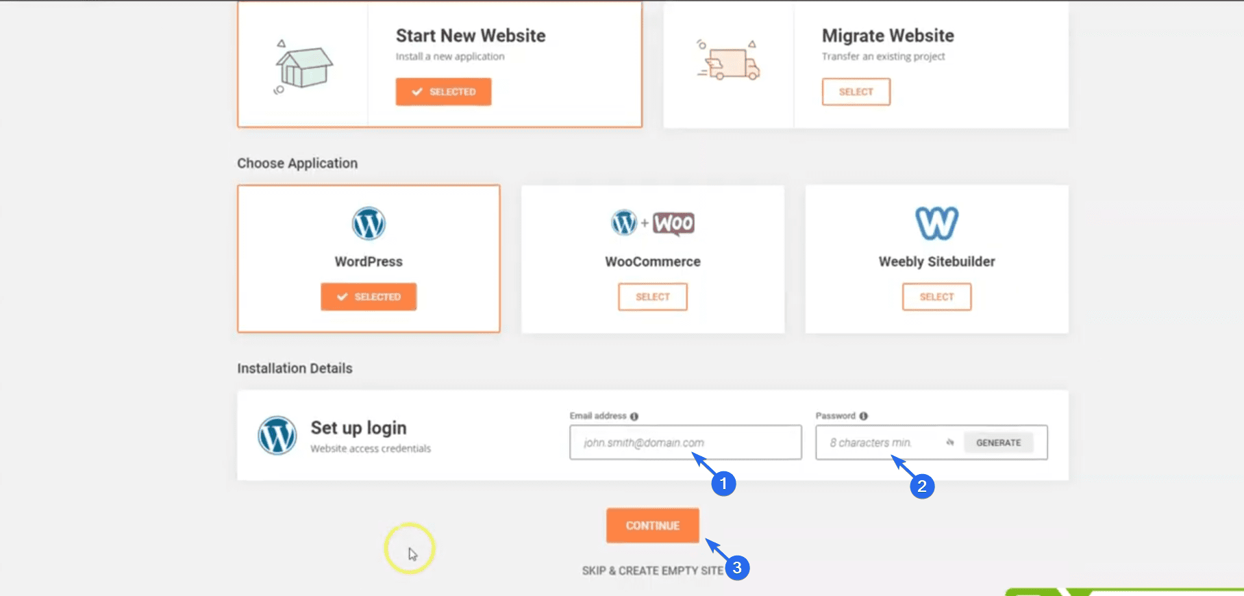 Inserisci i dettagli di accesso al sito web aziendale