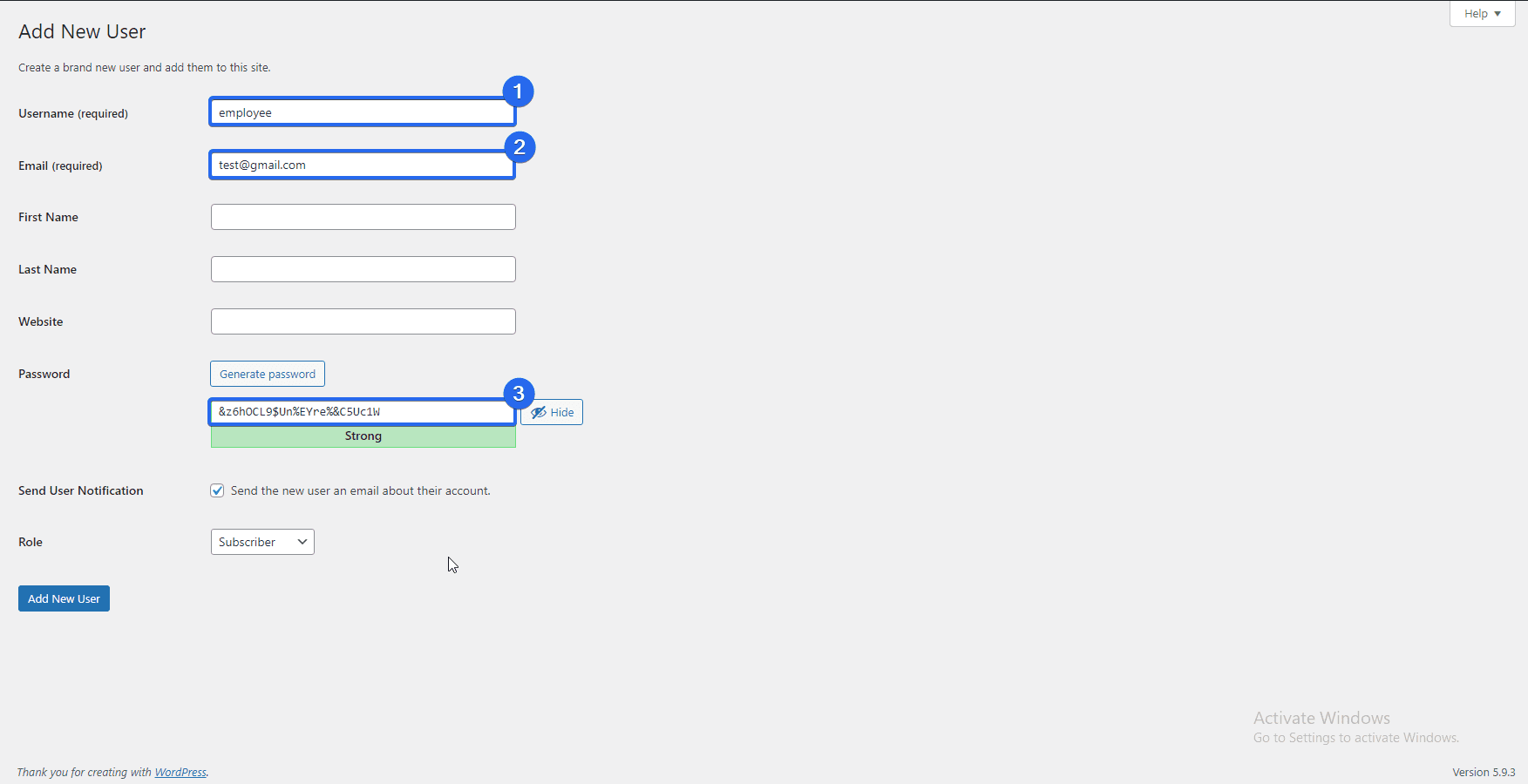 Fügen Sie Ihrer Unternehmenswebsite einen neuen Benutzer hinzu