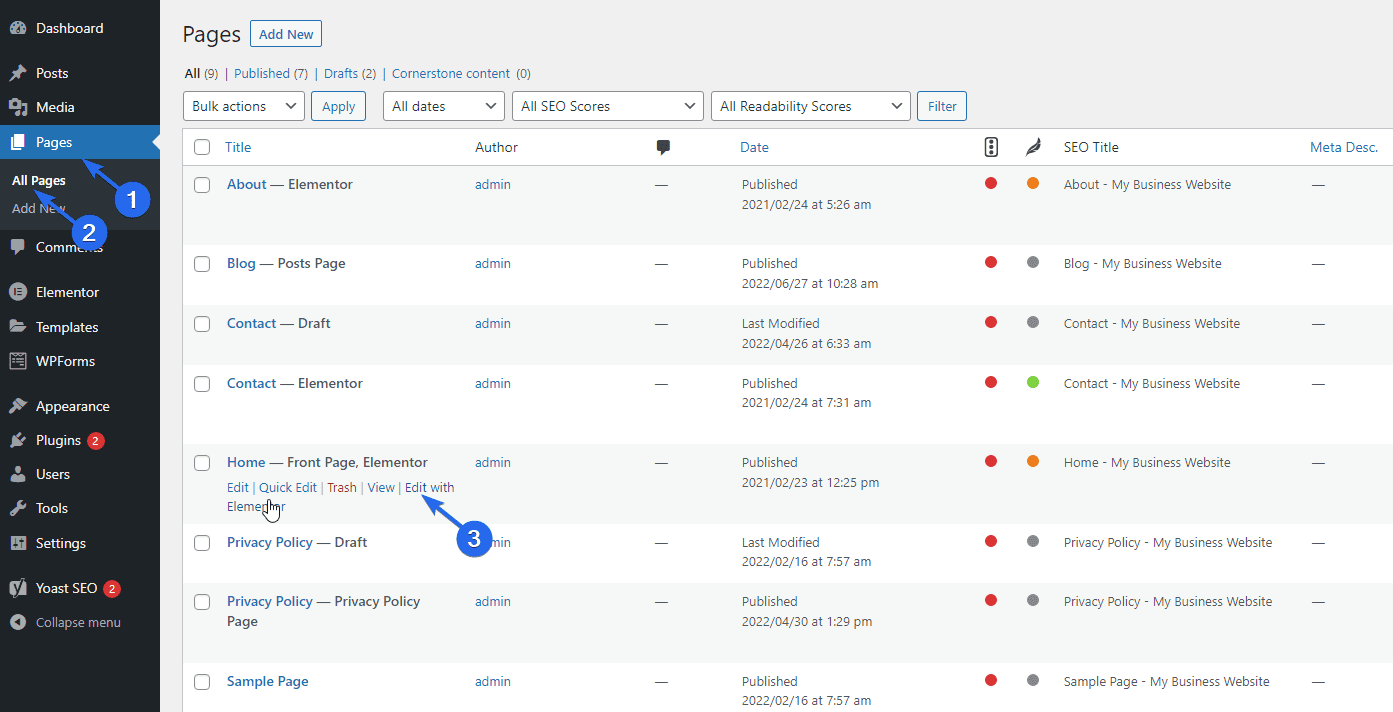 Elementorでページを編集する