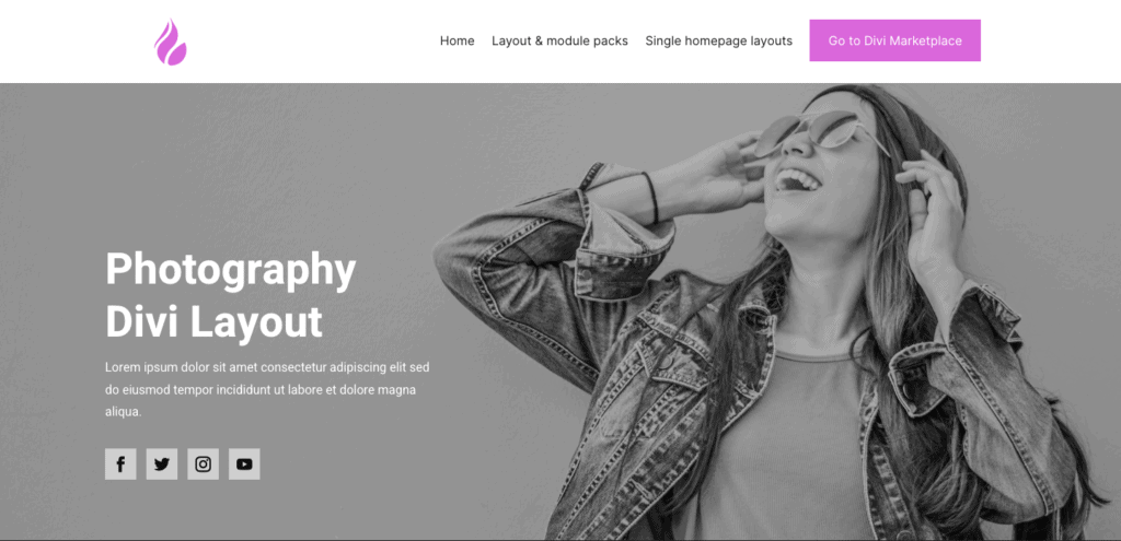 Fotografia Divi layout
