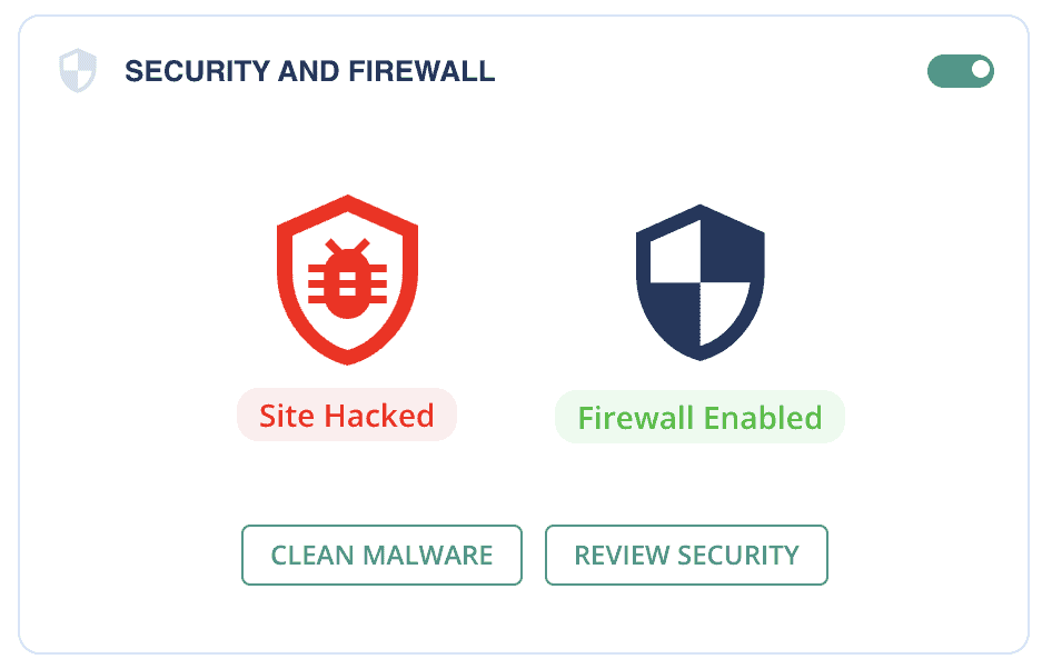 Painel de segurança e firewall no MalCare