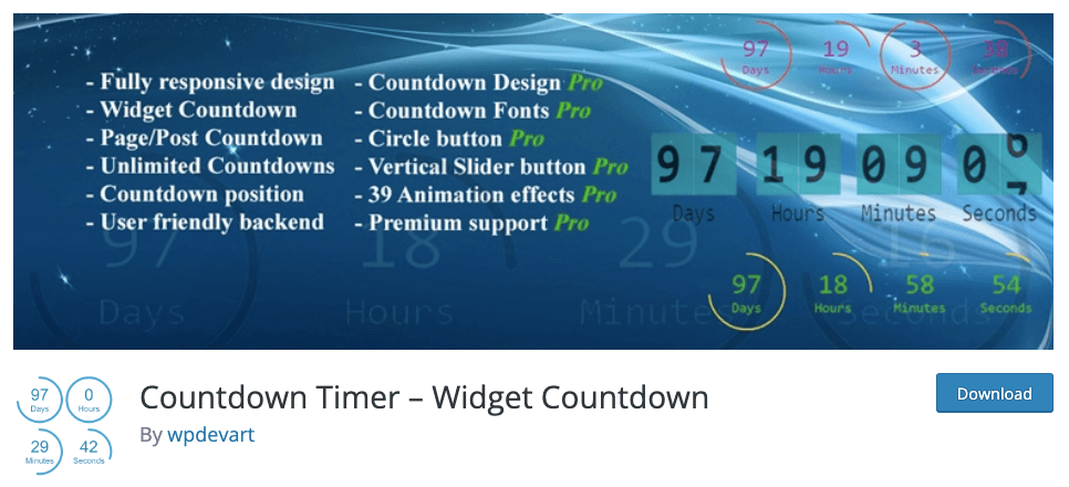 widget per il conto alla rovescia