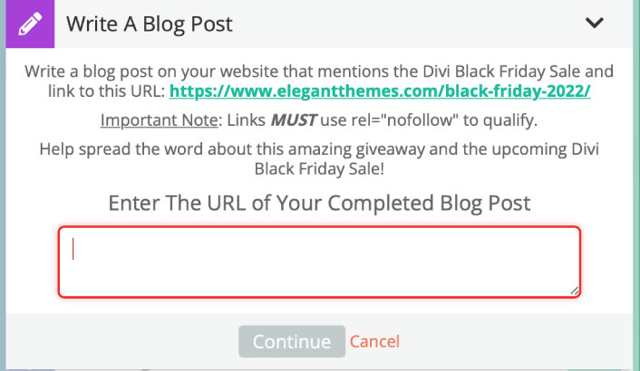 Concurso Black Friday de Elegant Themes