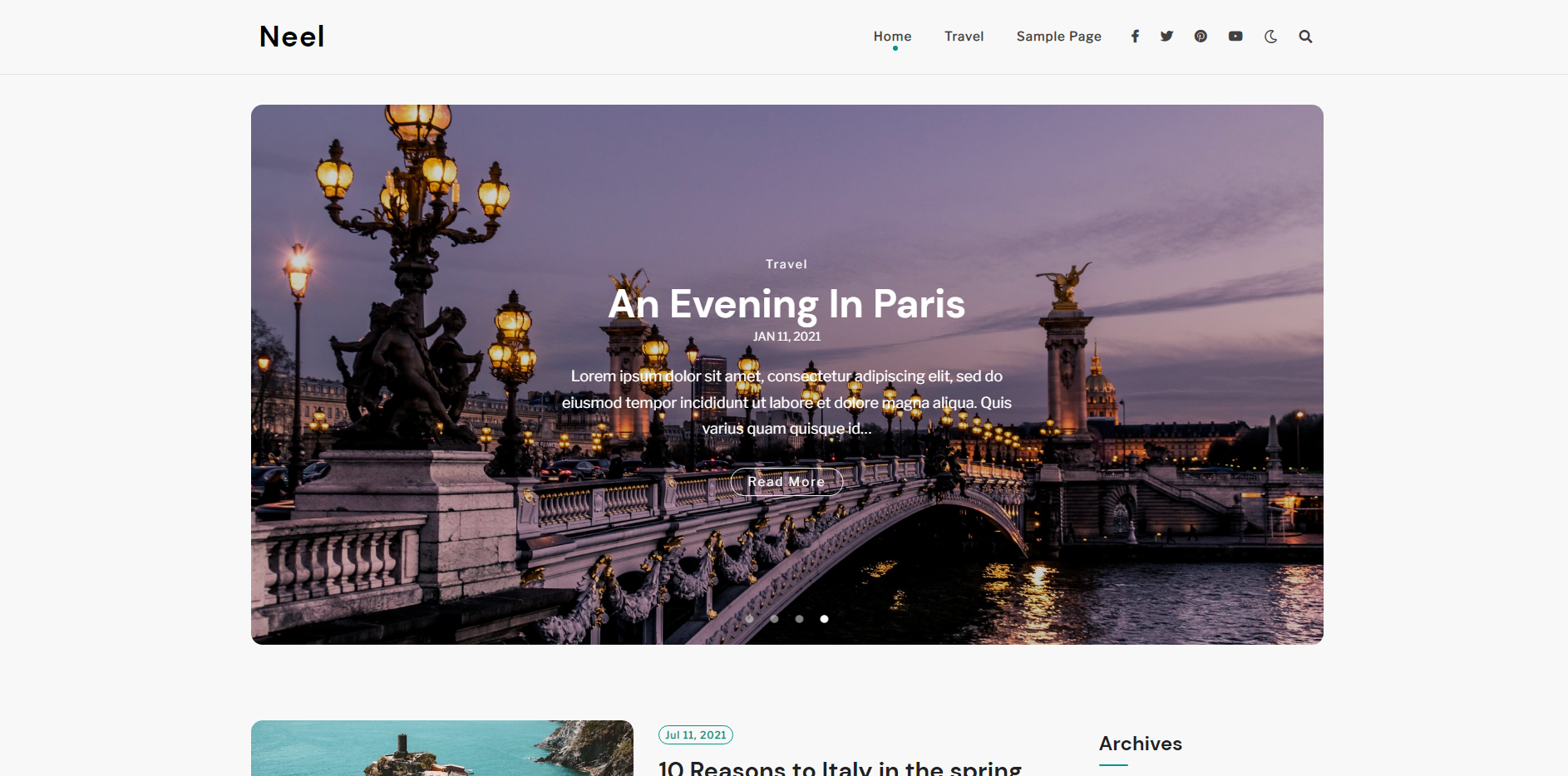 Neel - teme gratuite de blog WordPress