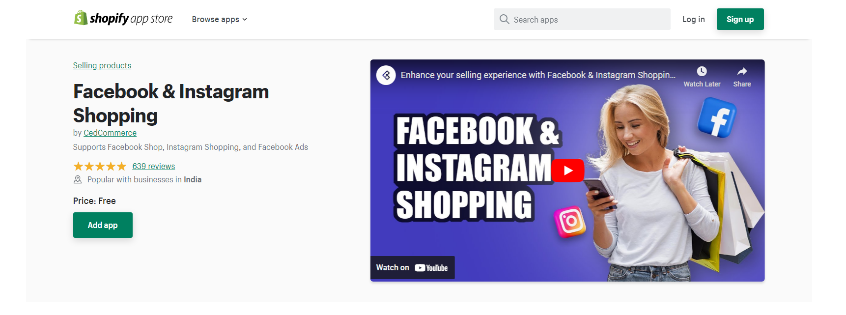 Facebook ve Instagram Alışverişi - Facebook Shopify uygulaması