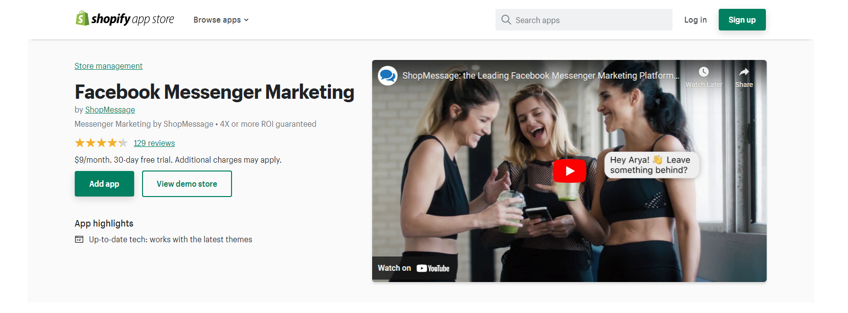 Facebook Messenger Marketing — приложение Facebook Shopify