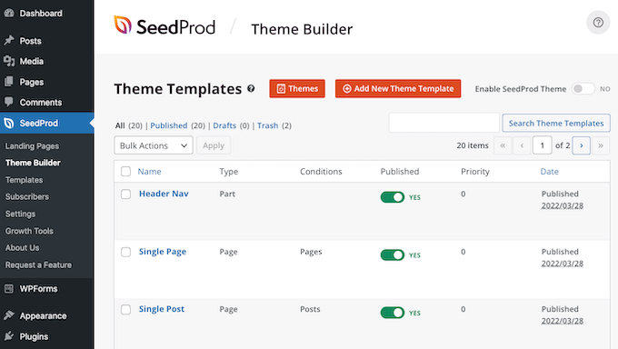 ตัวสร้างธีม SeedProd