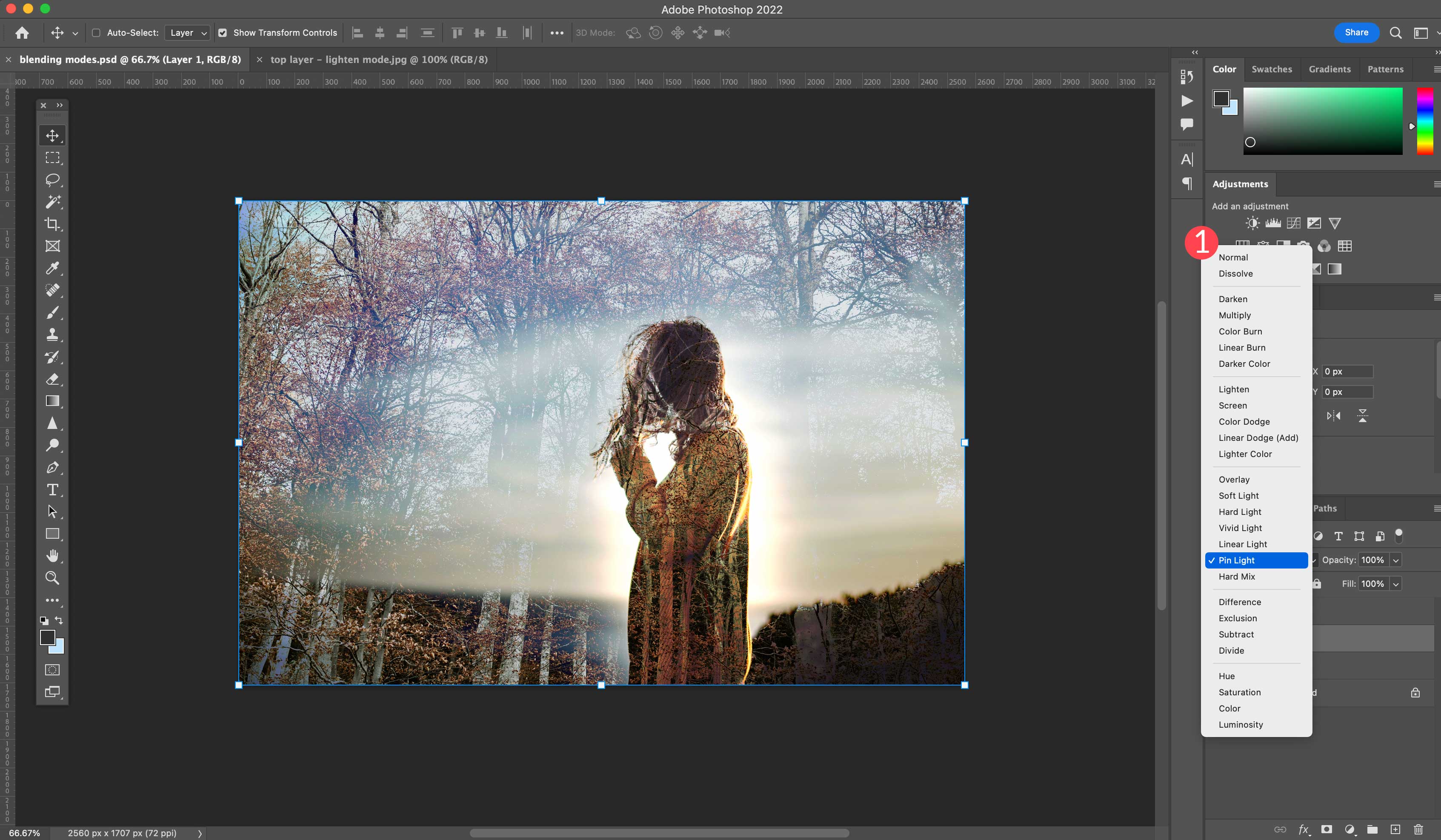 أوضاع مزج طبقة Photoshop