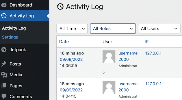 Encontrar la configuración en el registro de actividad.