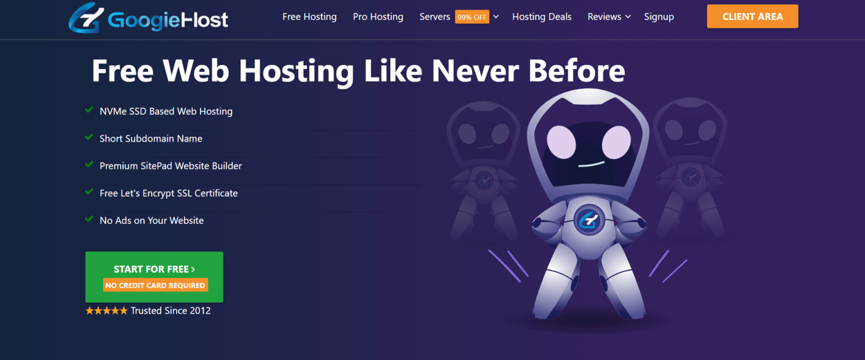 cPanel を使用した無料 Web ホスティングの GoogieHost