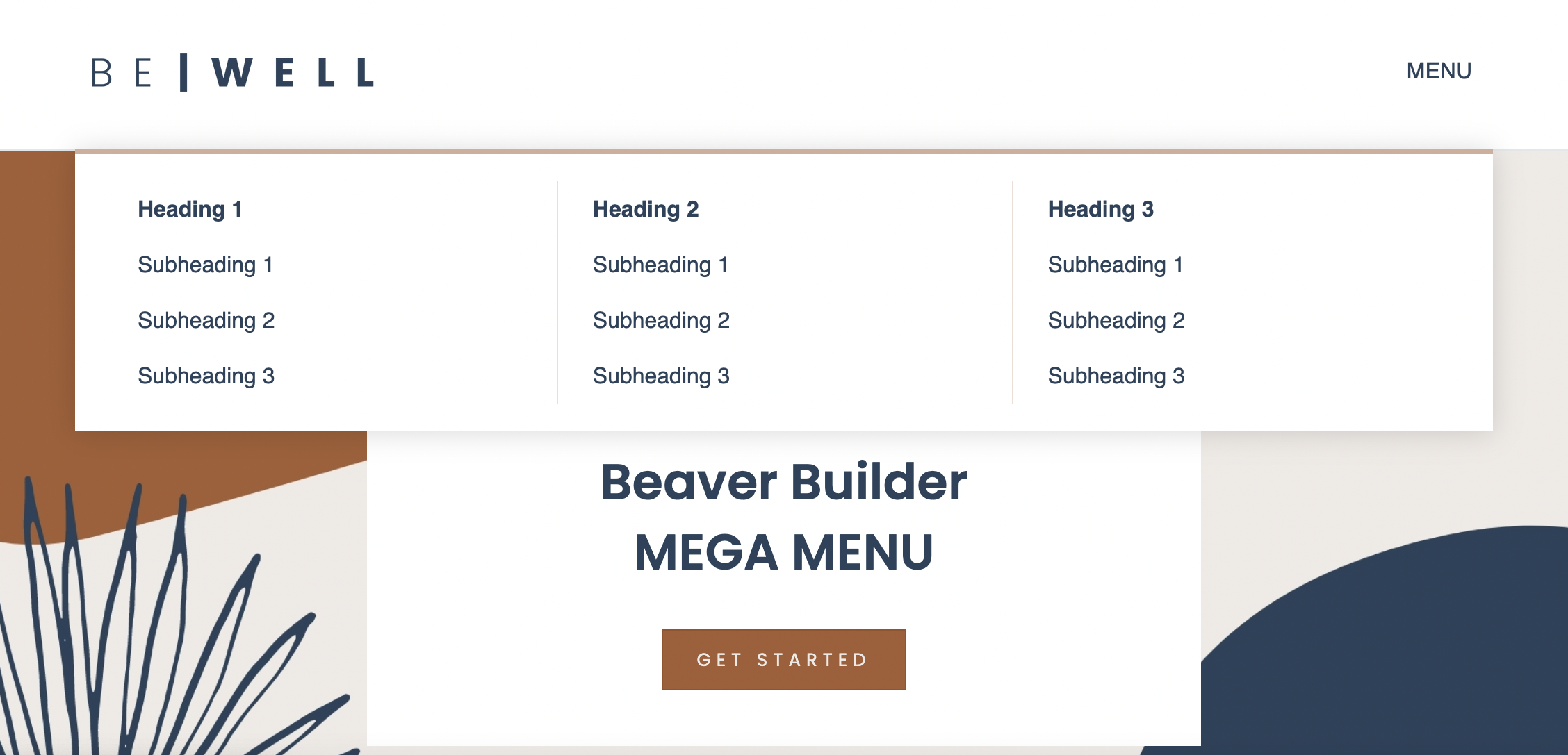 Mega-Menü-Beispiel für Beaver Builder-Design