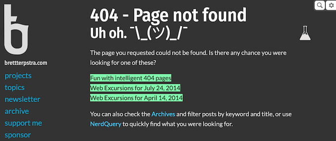 หน้า 404 ที่มีข้อความไดนามิก