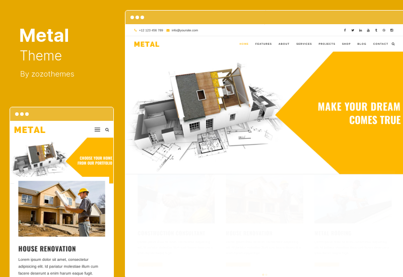 Tema de metal - Temas de WordPress para empresas de construcción y construcción