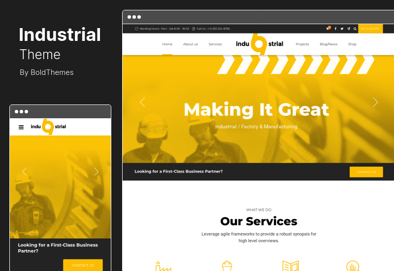 Industrielles Thema - Unternehmens-, Industrie- und Fabrik-WordPress-Theme