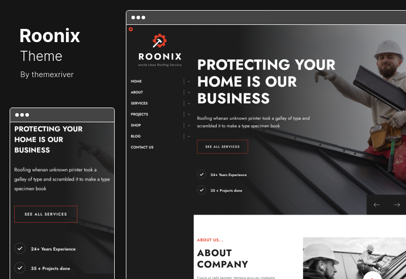 Tema Roonix - Tema WordPress pentru servicii de acoperiș