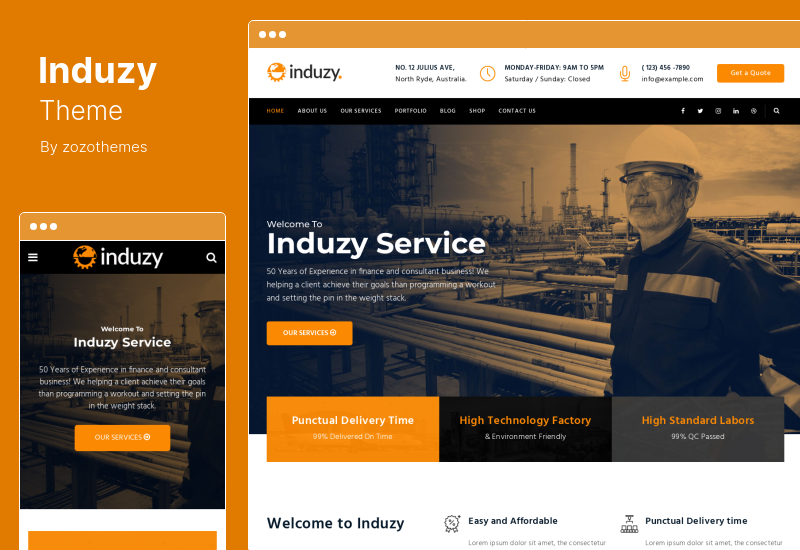 Tema Induzy - Tema WordPress di fabbrica e industriale